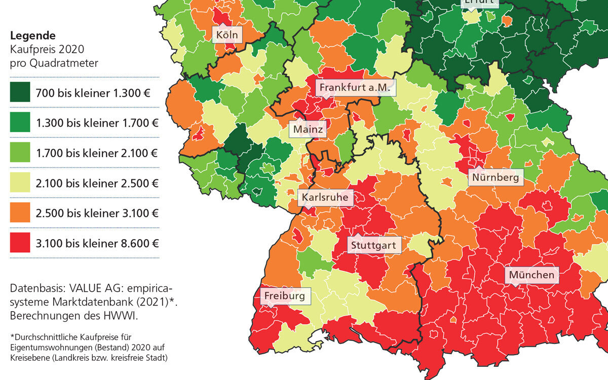 Karte der Immobilienpreisentwicklung bundesweit Karte der Immobilienpreisentwicklung bundesweit